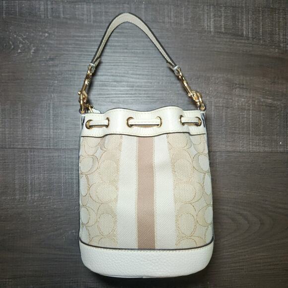 Coach Mini Dempsey Bucket Bag in Signature Jacquard with Stripe and Coach Patch - Picture 7 of 16